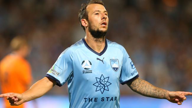 Adam Le Fondre can’t stop scoring ‘sausage rolls’ (goals) for Sydney FC. Picture: Getty Images 