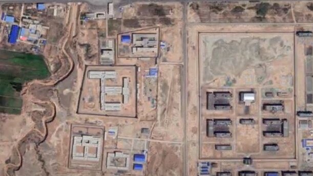 Changji46 is a detention centre in Sanji, with watchtowers and an external wall. Still under construction as of May 2020, it is part of a bigger detention complex. Picture: Xinjiang Data Project ASPI.