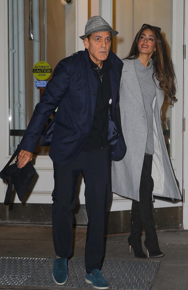 Clooney also sported darker hair during an outing in New York with Amal on February 27. Picture: Ulices Ramales / BACKGRID