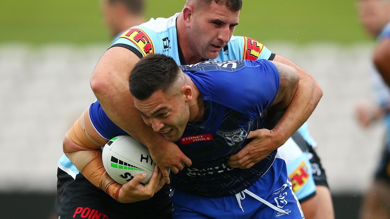 New Bulldogs recruit Nick Cotric finished the game with an possible ankle injury.