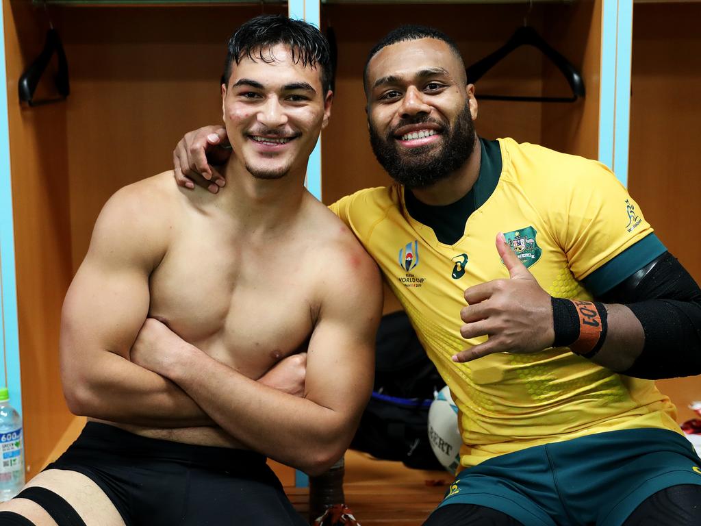 Jordan Petaia (left) and Samu Kerevi. (Photo by Dan Mullan/Getty Images)