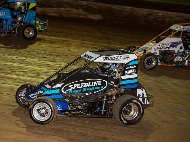 Troy Ware in action at Maryborough Speedway, which is hosting racing on New Year’s Eve. Picture: 44 Photography