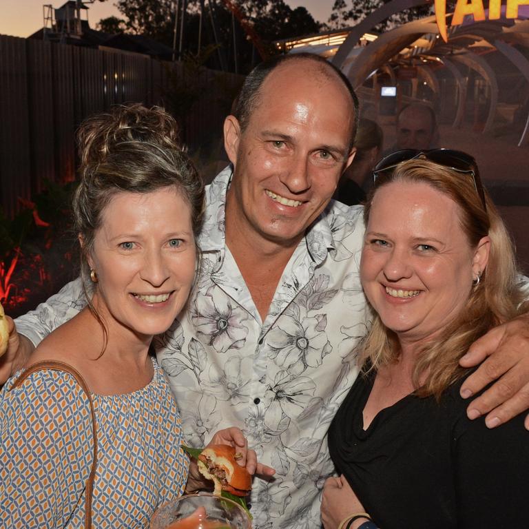 Kelli and Stuart Dykes with Helen Giess at opening of Steel Taipan ride, Dreamworld. Picture: Regina King