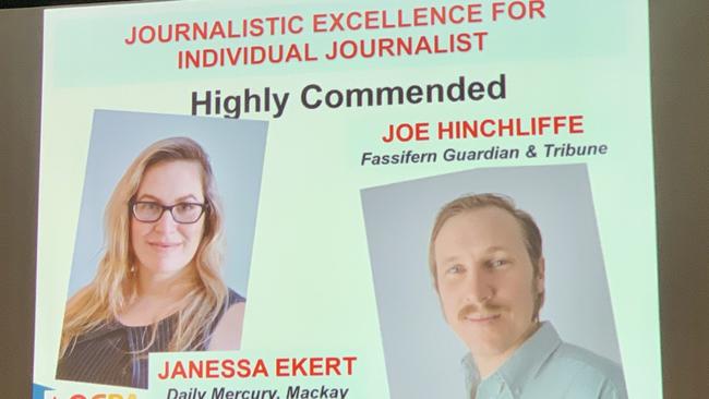 Mackay's Daily Mercury was well represented at the Queensland Country Press Association awards. Mercury court reporter Janessa Ekert received an honourable mention in the category Excellence by an Individual Journalist. Picture: Rae Wilson