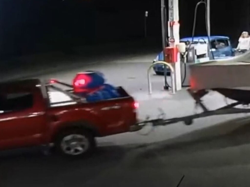 Stein captured on CCTV driving his ute with a barrel in the back containing Charlise’s body. Picture: NSW Police