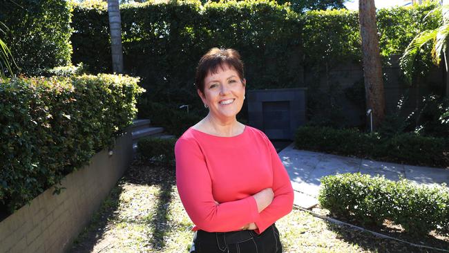 Ms George at her home in Sydney after being hired as the wealth manager’s top boss in 2021. Picture: John Feder