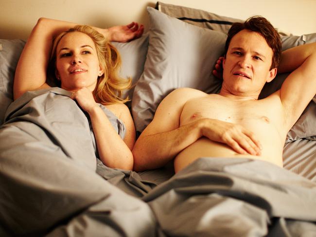 Awkward ... Evie (Kate Mulvany) and Dan (Damon Herriman) in The Little Death.