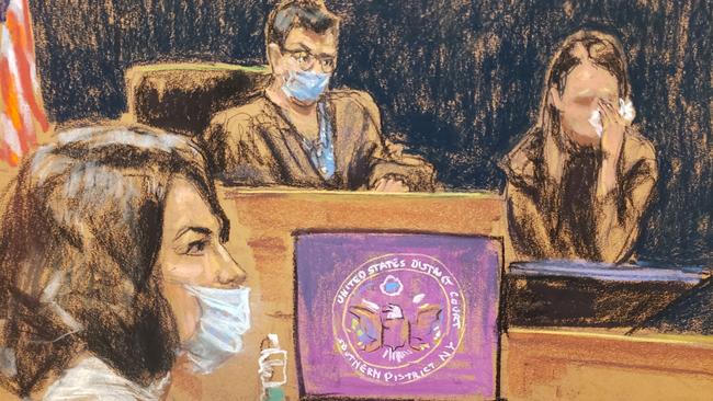 Sketch of ‘Jane’ testifying during Ghislaine Maxwell’s trial in New York.. REUTERS/Jane Rosenberg