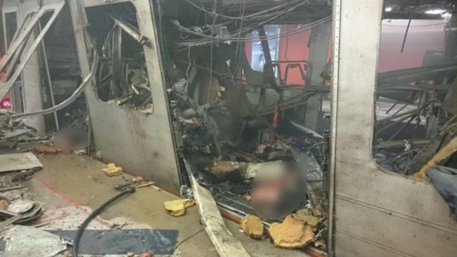 The horrifying picture that purports to show inside Maelbeek metro posted on Twitter.