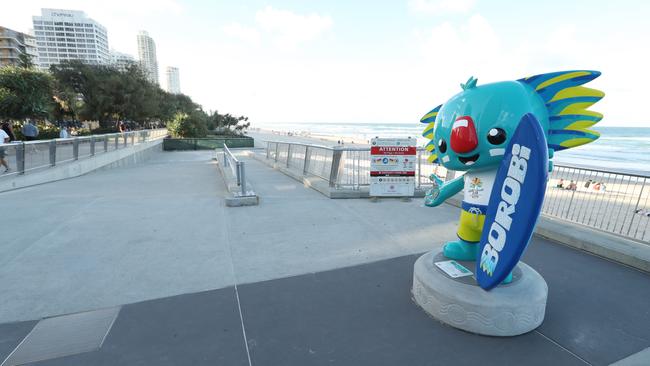 Borobi, alone, at Surfers Paradise for a school holiday period the sday before the Commonwealth Games started last April. Pic: Lyndon Mechielsen