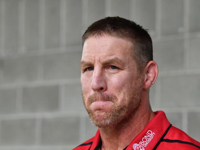 Queensland Reds coach Brad Thorn is seen during a media conference at Ballymore in Brisbane, Thursday, February 1, 2018. Thorn named Scott Higginbotham as the new captain for the 2018 Super Rugby season. (AAP Image/Darren England) NO ARCHIVING