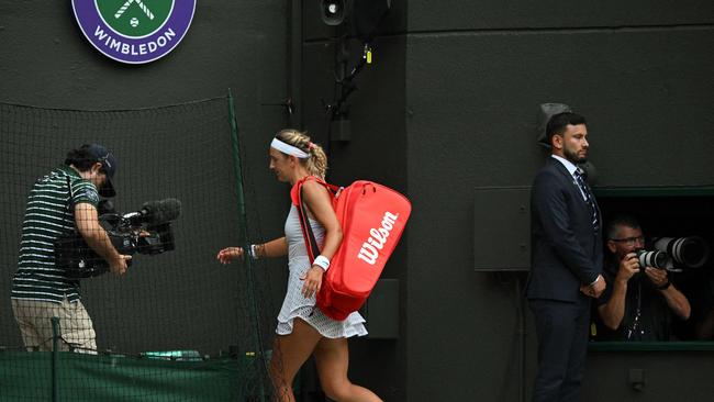 Victoria Azarenka was booed off Centre Court following her defeat to Elina Svitolina. Picture: AFP Images