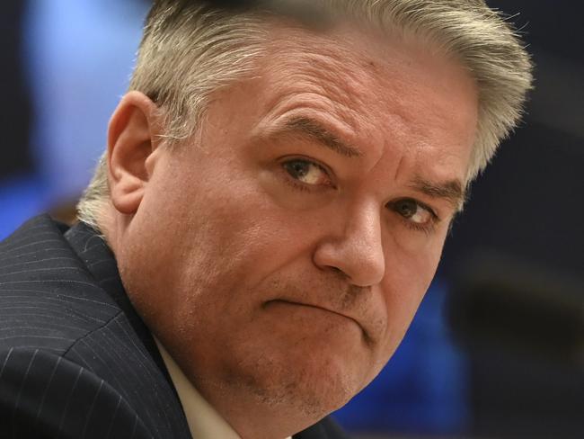 Australian Finance Minister Mathias Cormann reacts  during a Senate inquiry at Parliament House in Canberra, Tuesday, June 9, 2020. (AAP Image/Lukas Coch) NO ARCHIVING