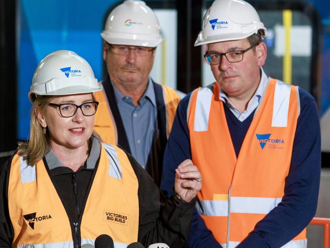 MELBOURNE, AUSTRALIA - NewsWire Photos JULY 25, 2023: Premier Daniel Andrews and Transport Minister Jacinta Allan make an announcement at ANZAC Station,  Metro Tunnel. Picture: NCA NewsWire / David Geraghty