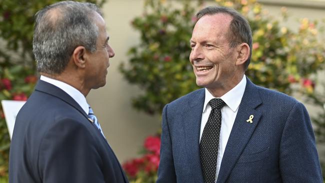 Tony Abbott and Amir Maimon. Picture: NewsWire / Martin Ollman