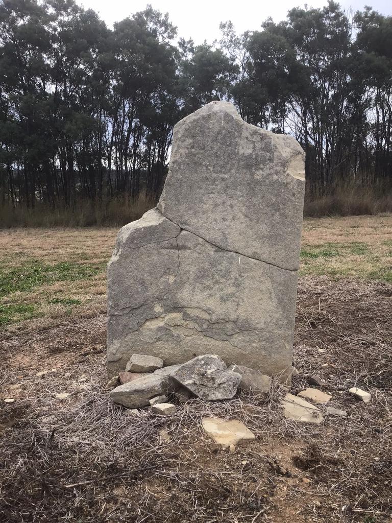 The headstone of David Owens ancestor, Dan Owen who was found at Rosenthal Station. Photo: David Owens