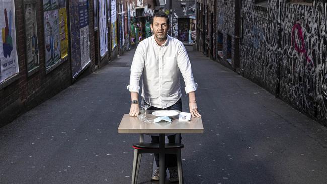 Restaurateur Mykal Bartholomew outside his Melbourne laneway restaurant Tonka. Picture: Aaron Francis/The Australian