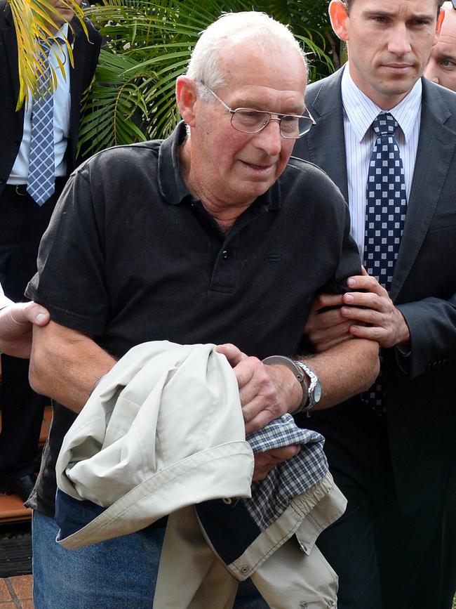 Roger Rogerson taken into custody at his home in Padstow in 2014. Picture: Dan Himbrechts