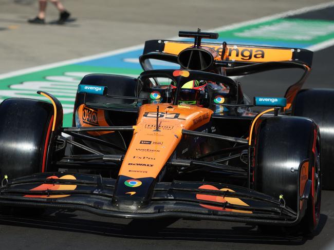 McLaren's Australian driver Oscar Piastri enters the pits. Picture: AFP