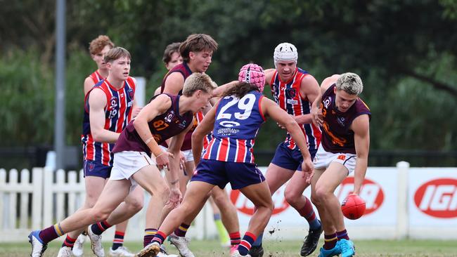 Action from the Colts game between Wilston Grange and Palm Beach Currumbin. Picture: Tertius Pickard