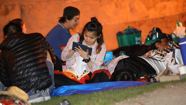 Prospective New Years revellers camp out along the Art Gallery of NSW. Picture: Dean Asher