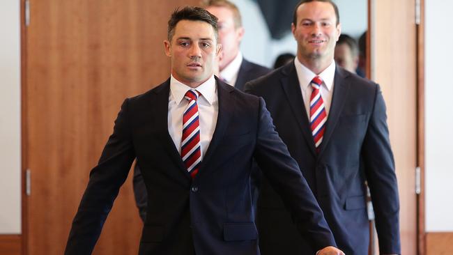 Cooper Cronk at Thursday’s grand final press conference. Picture: Brett Costello