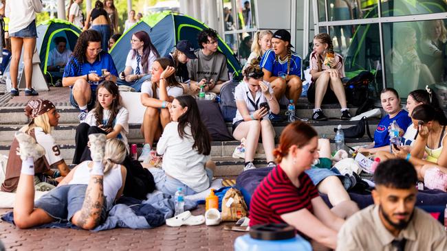 SYDNEY, AUSTRALIA - NewsWire Photos - FEBRUARY, 2025: Billie Eilish fans camped out ahead of her Sydney concert at Qudos Bank Arena.Picture: NewsWire / BEN SYMONS