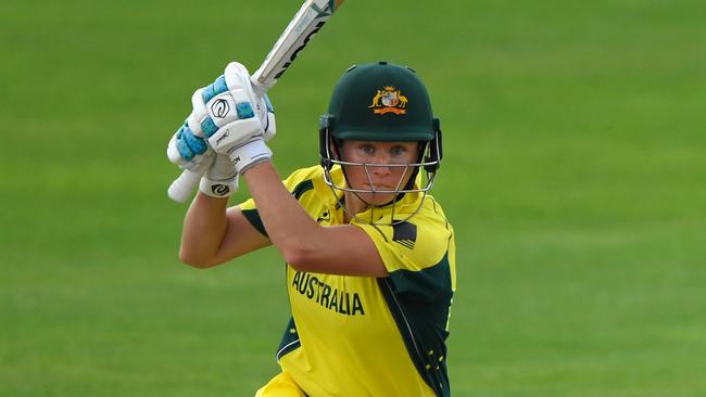 Australia’s Beth Mooney hits out for Australia against the West Indies in their opening match of the Women’s Cricket World Cup.