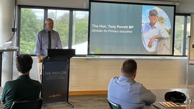 Minister for Primary Industries and Member for Gympie Tony Perrett debuts the 25-year blueprint for boosting Queensland's primary industry sector at a public consultation in Gympie on Friday.
