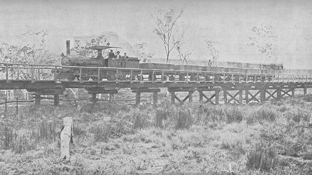 Railway Bridge on Bingera Plantation, 1897. A critical infrastructure piece for Bingera Plantation, showcasing the scale of Bundaberg’s thriving sugar industry. Source: Queensland Agricultural Journal, Fryer Library, University of Queensland