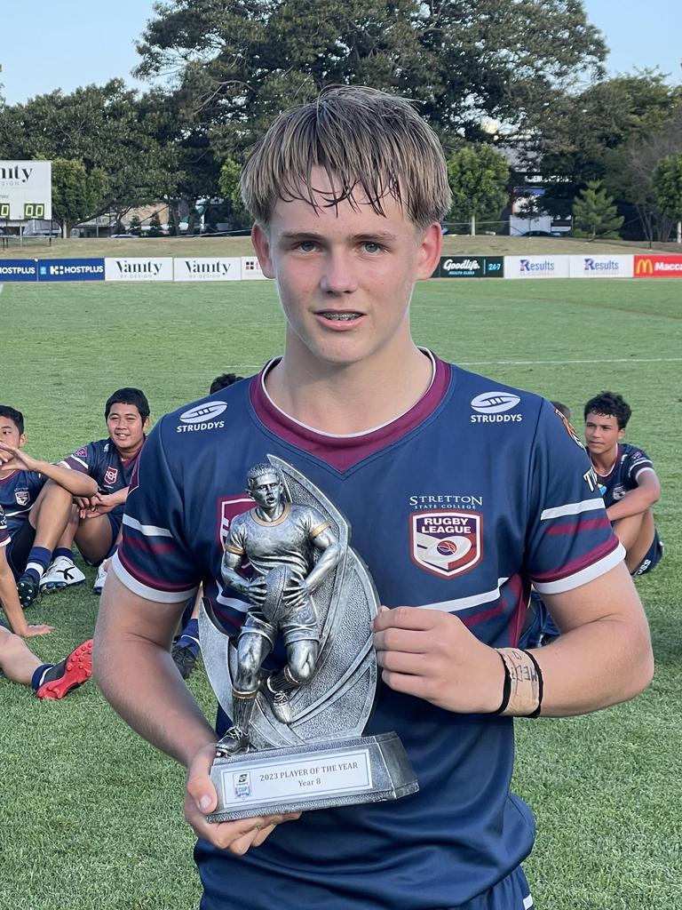 The Stretton State College Year 8 premiers player of the year Jaiden Cuff.