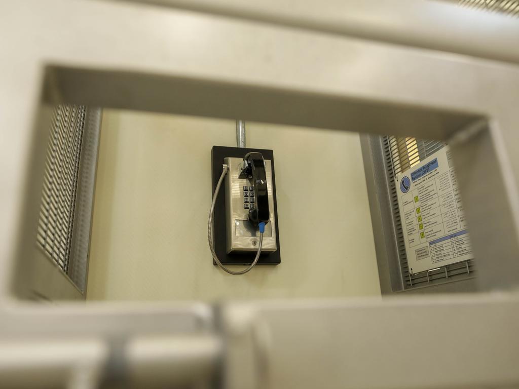 The newly refurbished High Risk Management Correctional Centre Area 2 is opened at Goulburn Jail, Goulburn, NSW. A telephone for inmates. Picture: Sean Davey