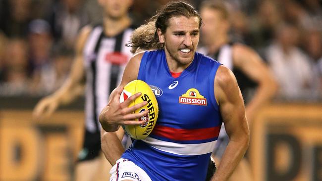 Marcus Bontempelli in action against Collingwood. Picture: Wayne Ludbey