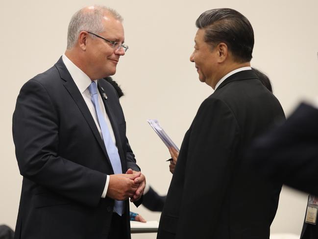 Australian Prime Minister Scott Morrison meets with President Xi Jinping during the G20 in Osaka, Japan on June 28, 2019. Picture: Adam Taylor/PMO