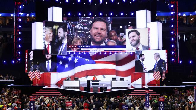 JD Vance is nominated for the office of Vice President on the first day of the Republican National Convention at the Fiserv Forum in Milwaukee, Wisconsin.