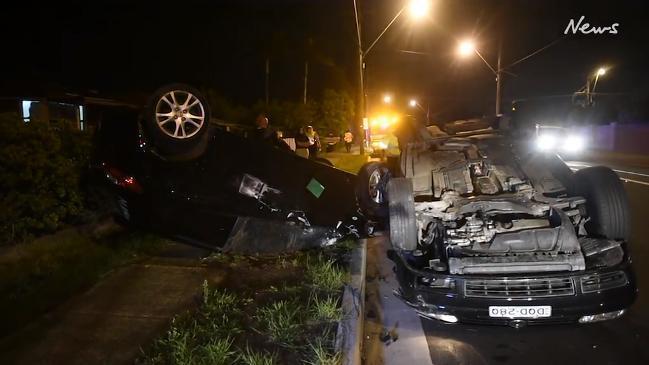 Car flip in Smithfield