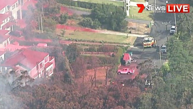 The fire in South Turramurra is burning south of Canoon Rd. Picture: 7 News