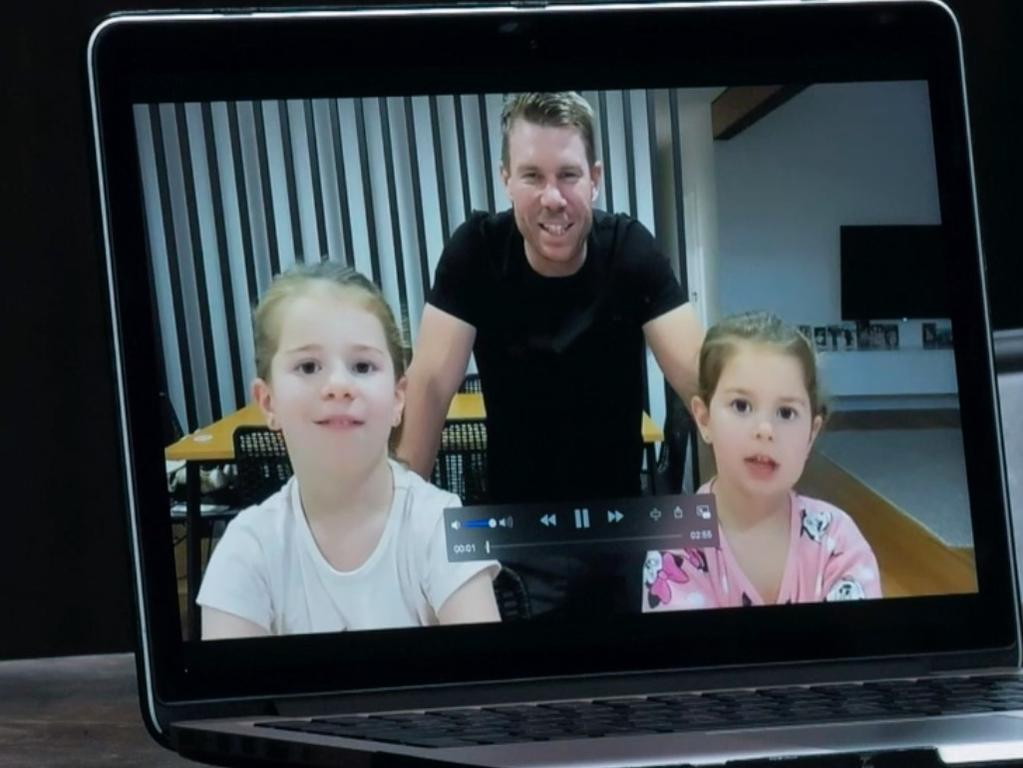 David Warner with two of his daughters.