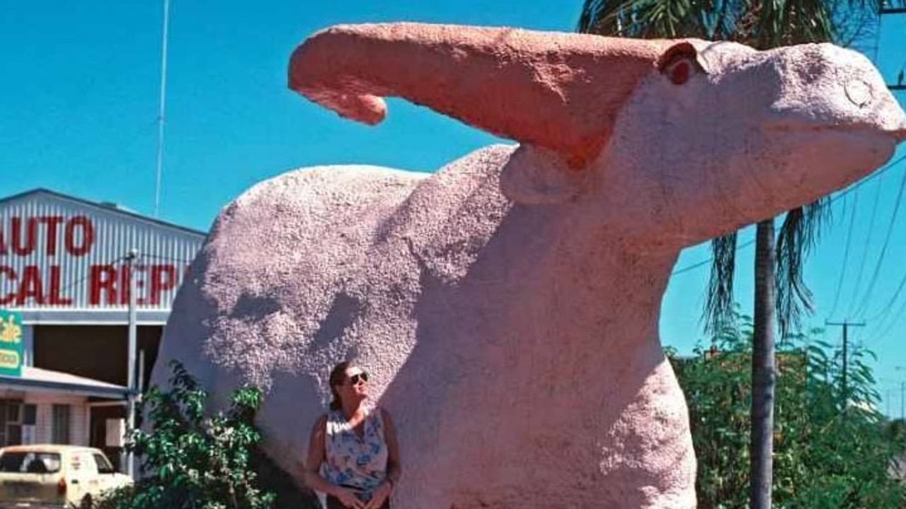 The Big Buffalo that used to stand tall at Finlay's Stone Masons. Picture: Facebook (Old Darwin)