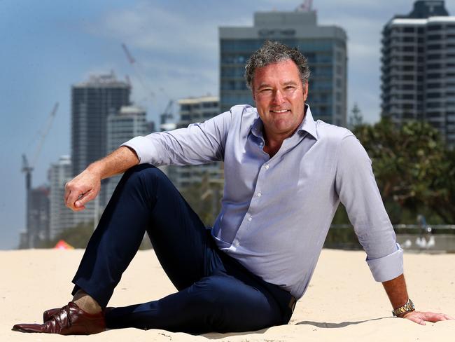 John Paul Langbroek on the beach in his electorate of Surfers Paradise on the Gold Coast. Picture: Adam Head