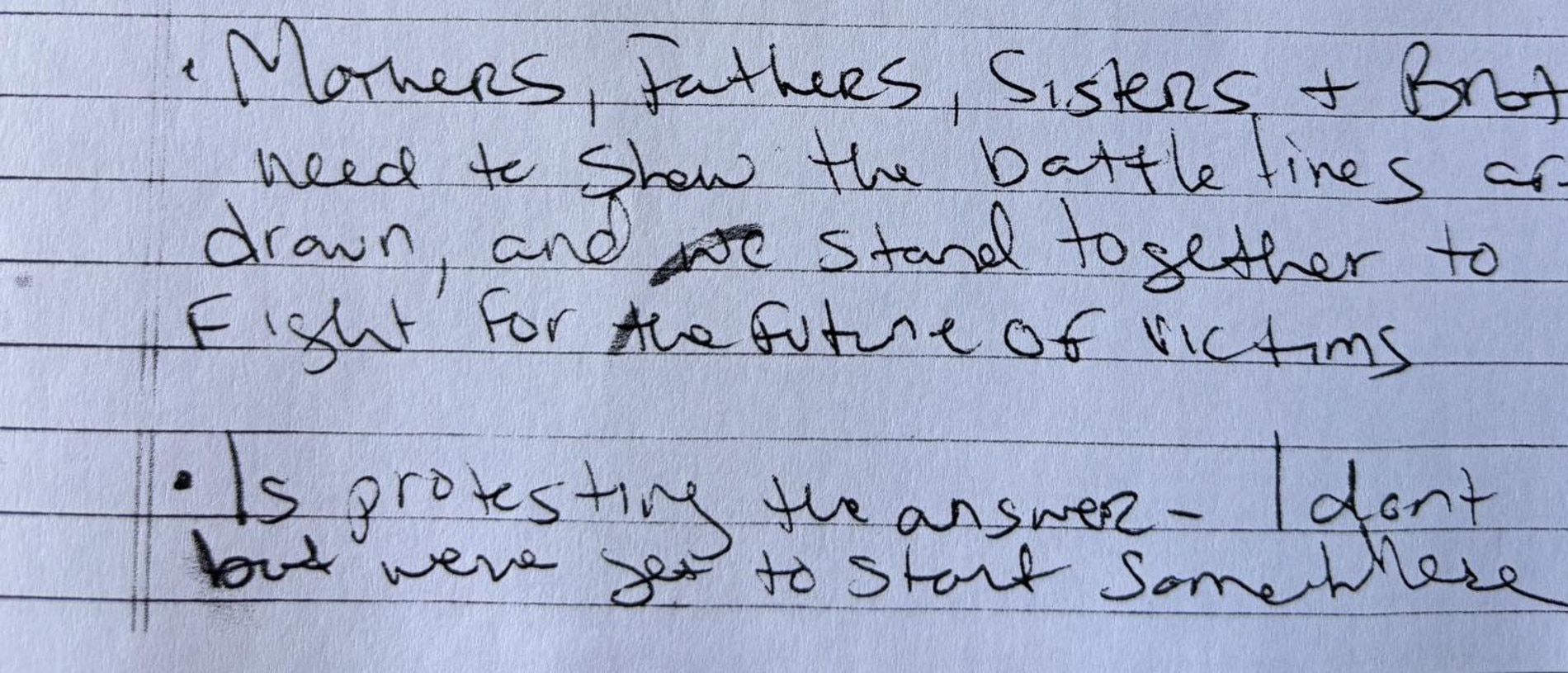 The family shared a picture of Virginia's handwritten note.