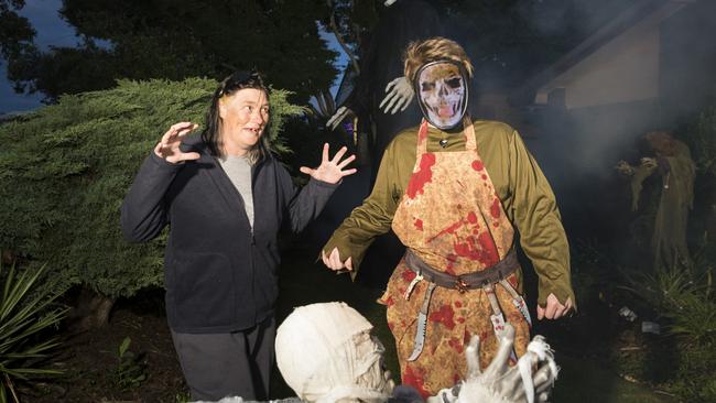 Debra and James Park host trick or treating on Halloween in Harristown, Sunday, October 31, 2021. Picture: Kevin Farmer