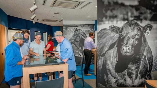 Students using the new technology hub in the Douglas Boyd Learning Centre at Marcus Oldham College in Geelong.