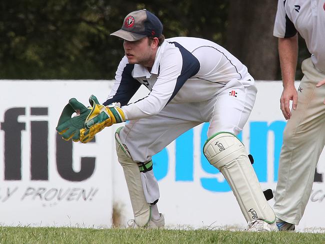 Surfers Paradise batter Lachlan Diven fell two runs short of his 50 before taking the gloves when they sent Burleigh back into bat. Pic Mike Batterham