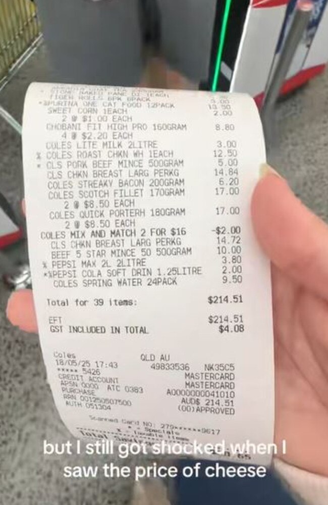Their total came to $214.51. Picture: TikTok/maddisonsmillie