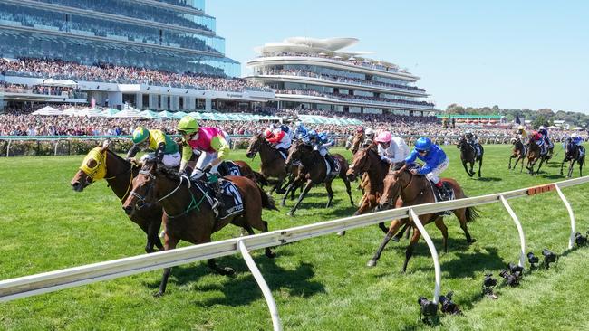 The Club Stand (right) including rooftop area is popular with VRC members. Picture: George Sal/Racing Photos via Getty Images