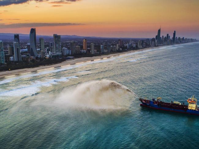 Dredge ship on the Gold Coast. Picture: NIGEL HALLETT