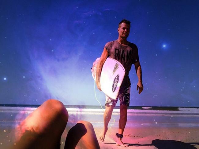 Nicola Robinson posted this picture of her husband Pete Evans at the beach. Picture: nutritionmermaid/Instagram