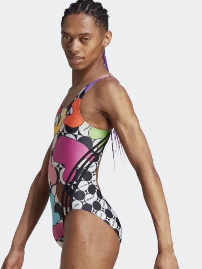 Adidas’ pride 2023 swimwear collection, women’s swimsuits modelled by a