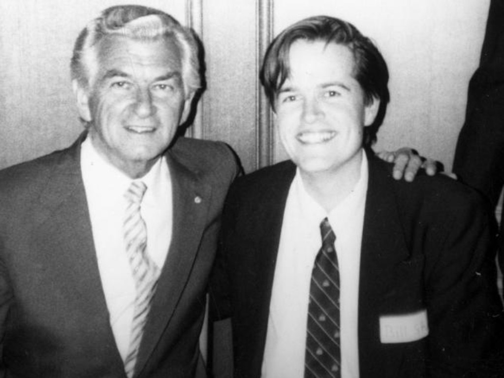 Prime Minister Bob Hawke with a young Bill Shorten.